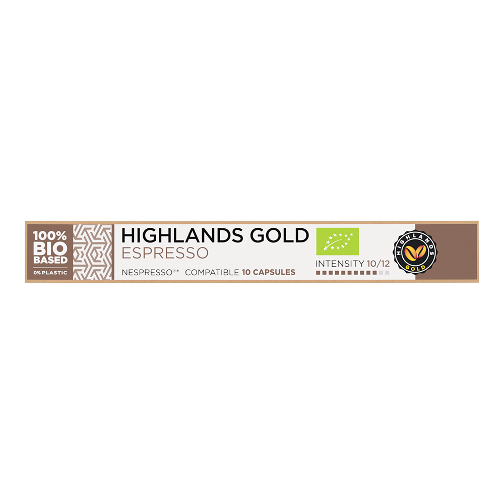 Aanbieding Highlands Gold - Espresso (Organic) - 10 cups (ean 5413165091618)