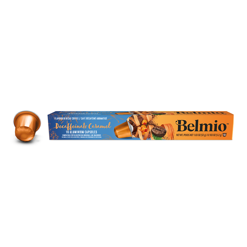 Aanbieding Belmio Decaffeinato Caramel - 10 koffiecups (ean 5415150315617)