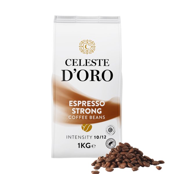 Aanbieding Celeste d&apos;Oro Finest Espresso Strong - Koffiebonen 1 KG (ean 8719418030074)