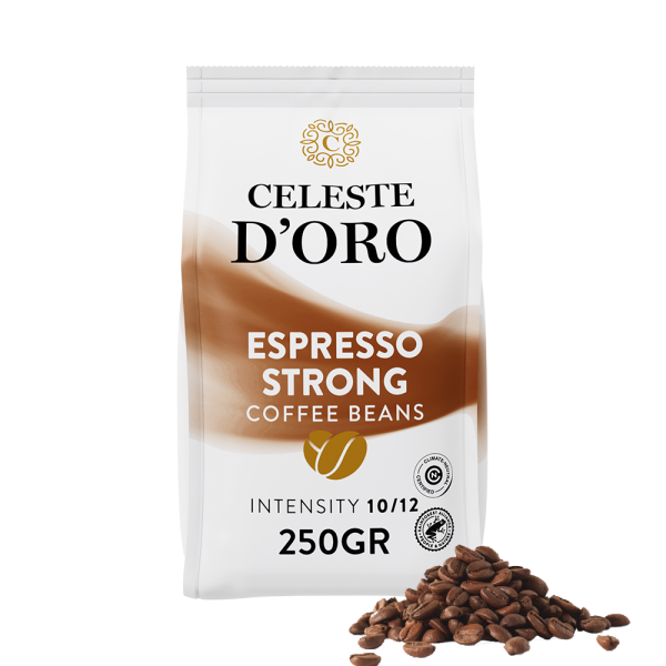 Aanbieding Celeste d&apos;Oro - koffiebonen - Finest Espresso Strong (250 gram) (ean 8719418030135)