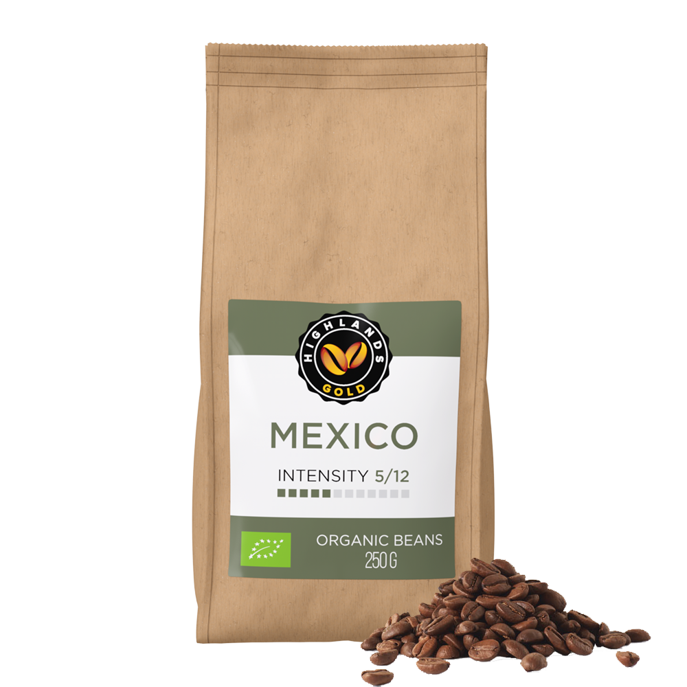 Aanbieding Highlands Gold Mexico - Bio koffiebonen 250 GR (ean 8719418013350)