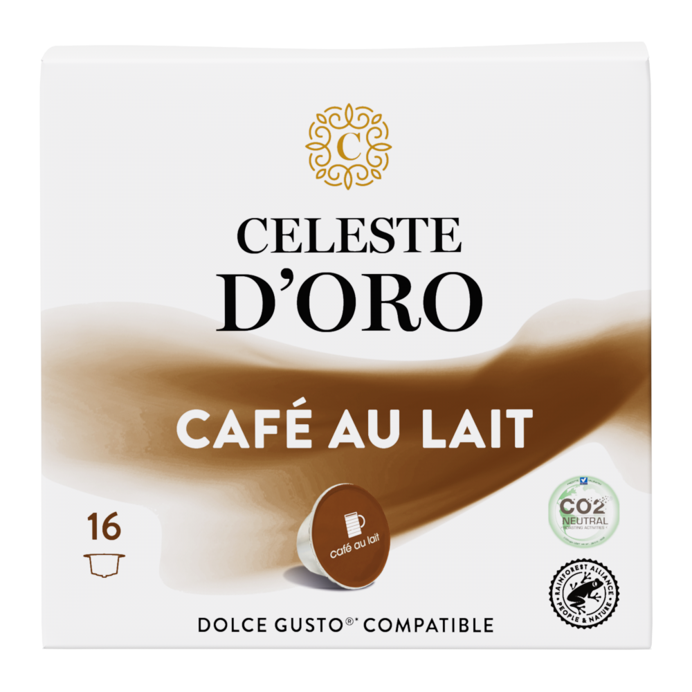 Aanbieding Celeste d'Oro - Finest Café au Lait - 16 DG cups (ean 8719418031880)