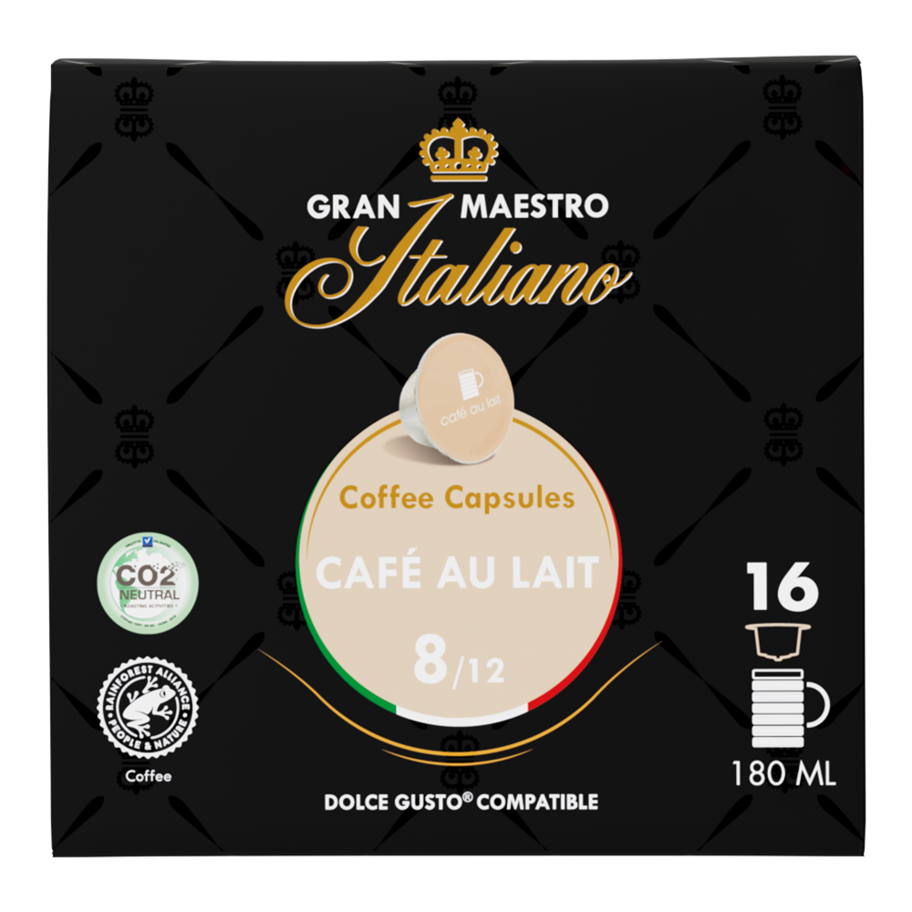 Aanbieding Gran Maestro Italiano - Cafe au Lait - 16 DG cups (ean 8719418019154)