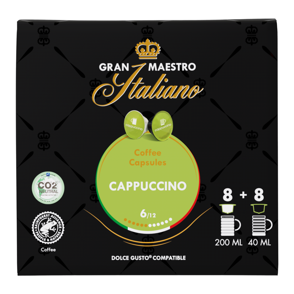 Aanbieding Gran Maestro Italiano - Cappuccino - 16 DG cups (ean 8719418019116)