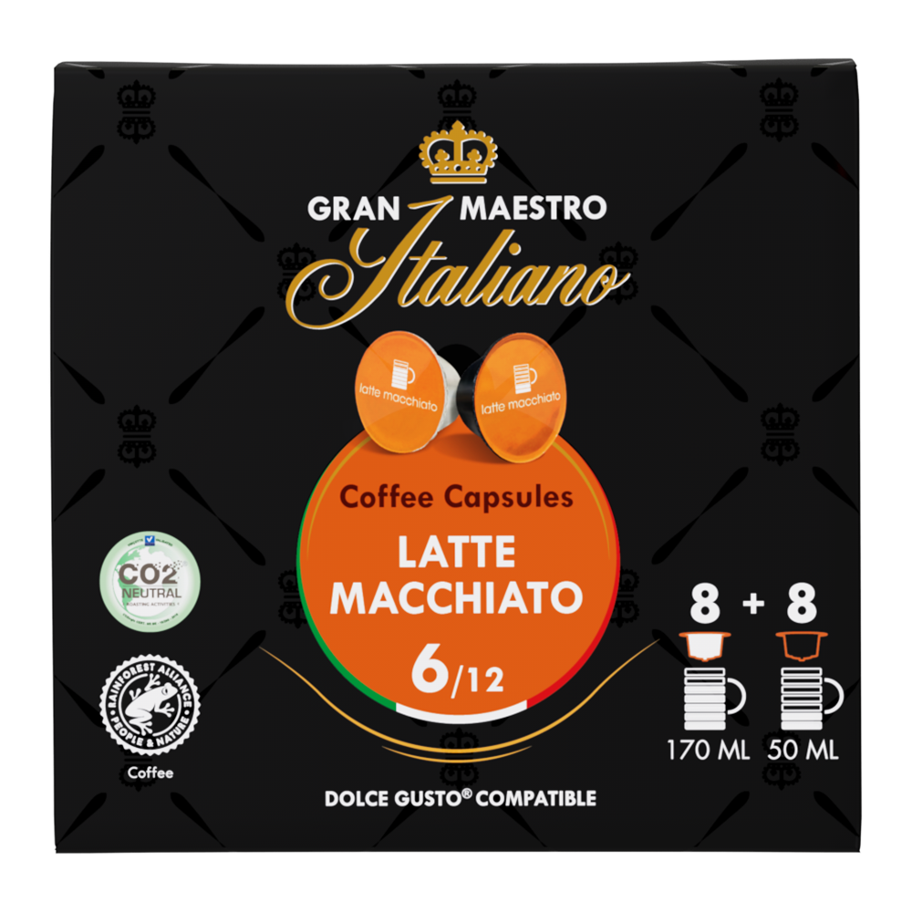 Aanbieding Gran Maestro Italiano - Latte Macchiato - 16 DG cups (ean 8719418018836)