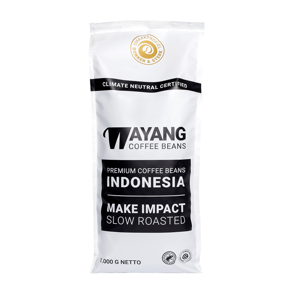 Aanbieding Wayang Coffee Beans Donker & Sterk - Koffiebonen 1 KG (ean 8720938527012)