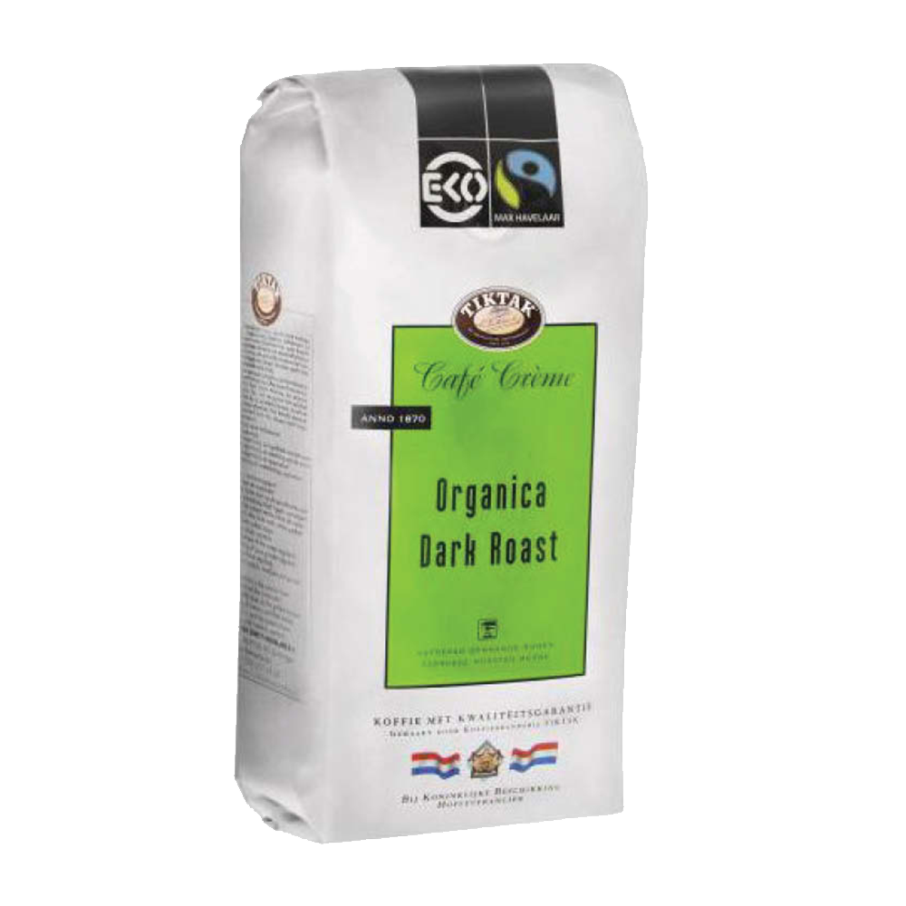 Aanbieding Tiktak Organica Dark Roast - Bio koffiebonen 1 KG (ean 8710828255385)