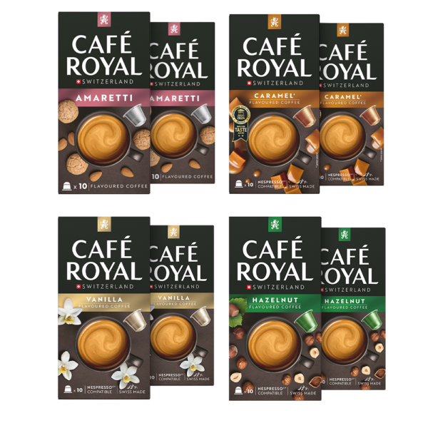 Aanbieding Proefpakket Café Royal gearomatiseerde koffies - 80 koffiecups (ean 8719418061610)