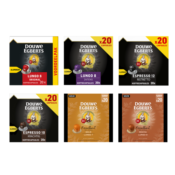 Aanbieding Proefpakket Douwe Egberts - 120 koffiecups (ean 8719418061856)