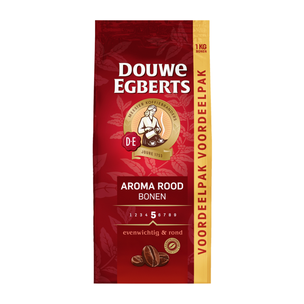 Aanbieding Douwe Egberts Aroma Rood Voordeelpak - Koffiebonen 1 KG (ean 8711000602324)