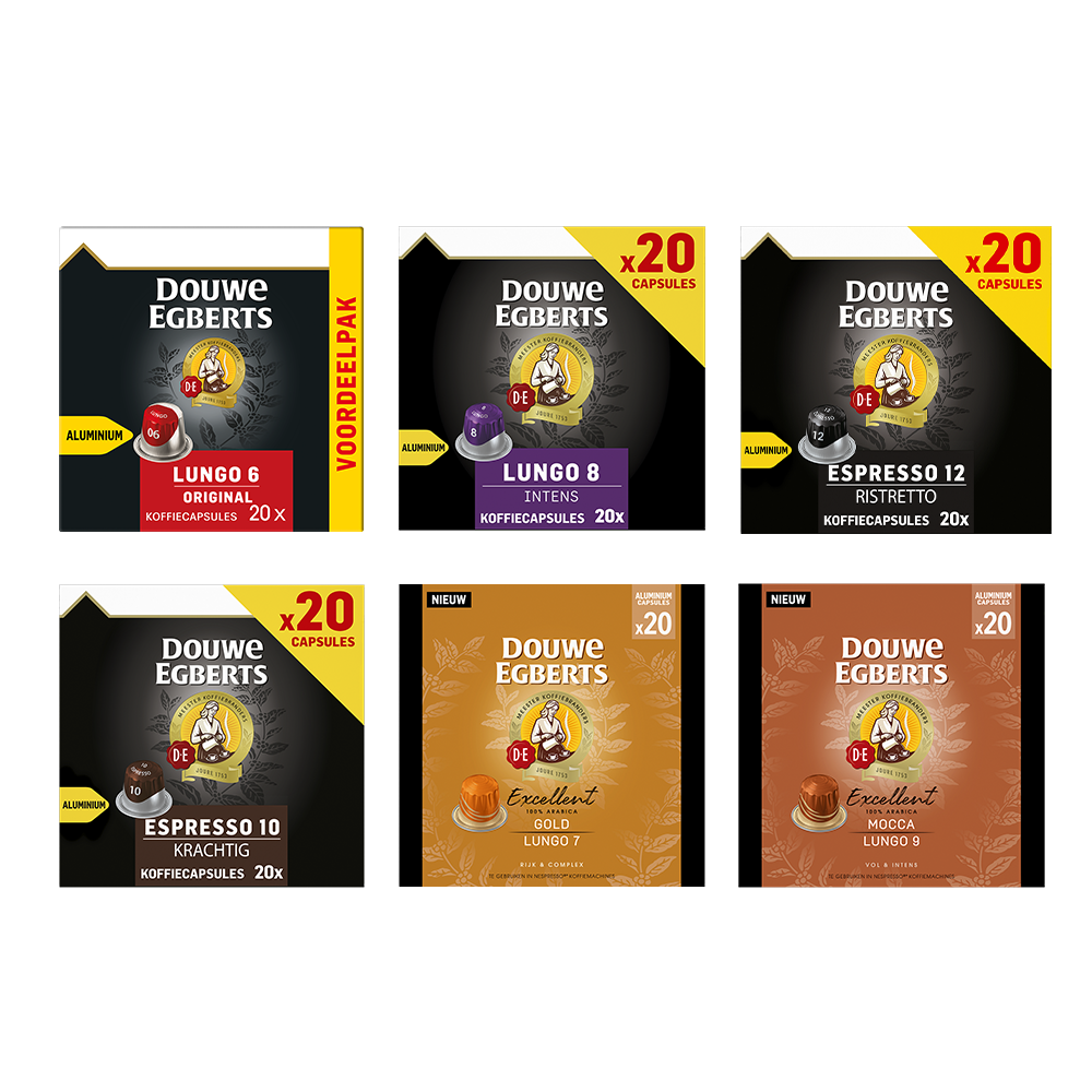 Aanbieding Proefpakket Douwe Egberts - 120 koffiecups (ean 8719418065403)
