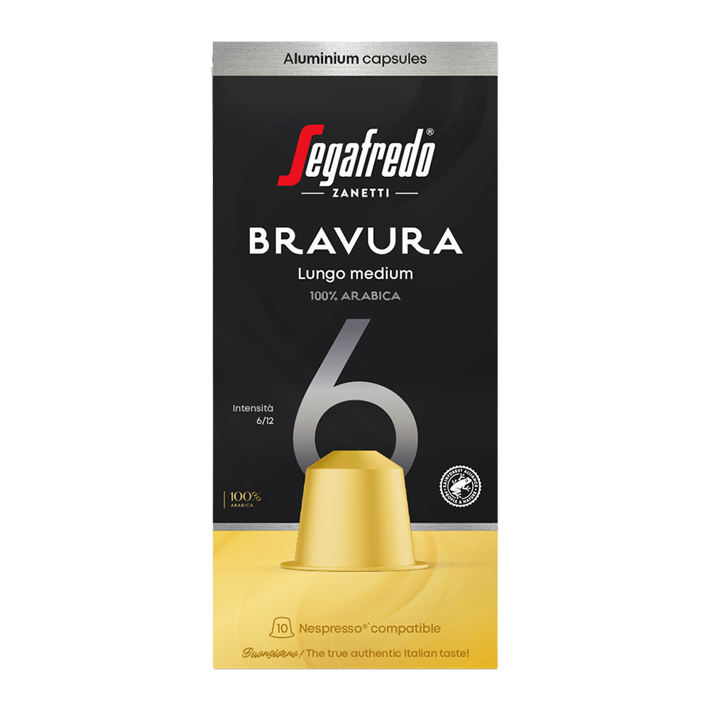 Aanbieding Segafredo Bravura Lungo Medium - 10 koffiecups (ean 8710828187754)